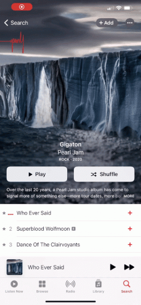 В iOS 14.3 появились анимированные обложки альбомов для Apple Music