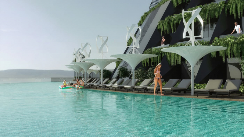 В Турции придумали плавучий отель, который производит электричество из воды. А как крутится!