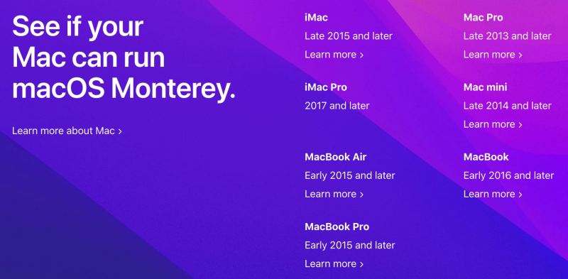 Какие Mac поддерживают или не поддерживают macOS 12 Monterey