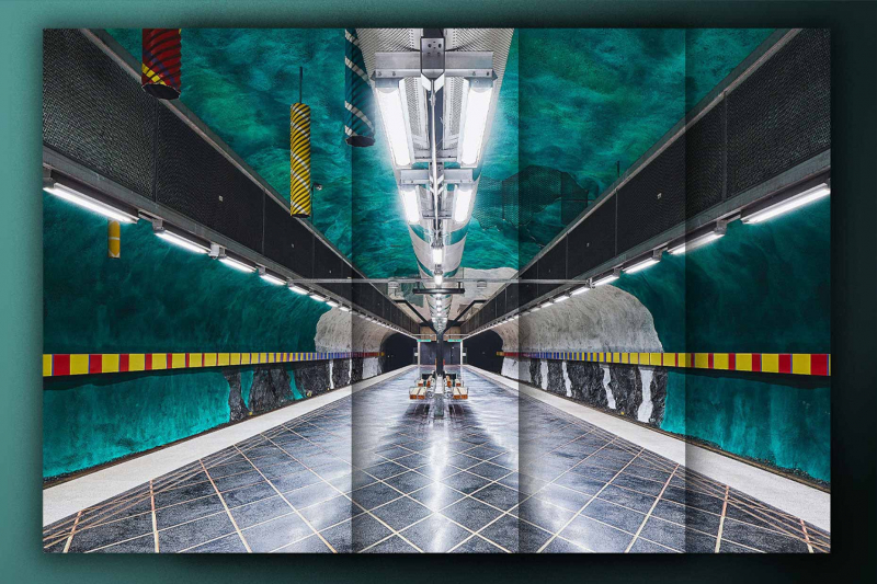 Станции метро в Стокгольме расписали знаменитые художники. Фотограф ждал, когда все уйдут, чтобы это снять